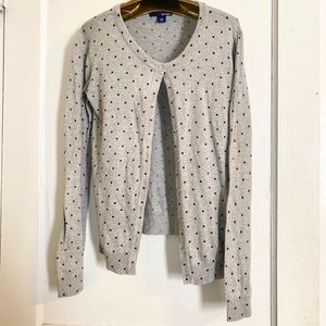 Grey Cardigan with Black polka dots